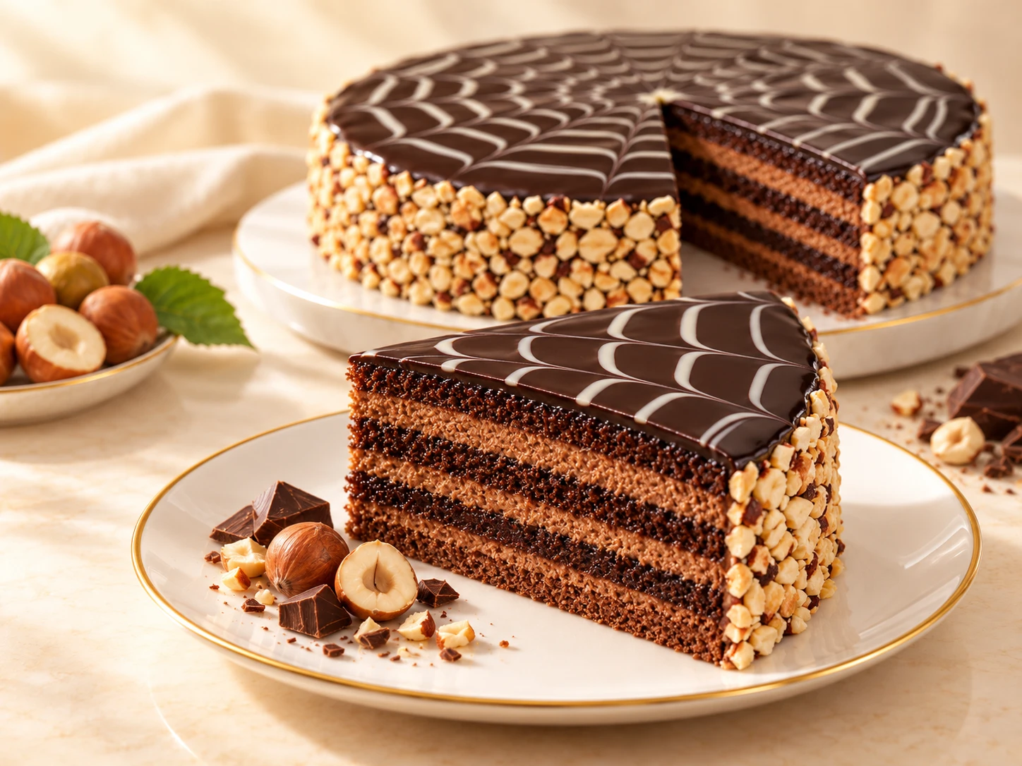 Praliné Torte 500 g, angeschnitten